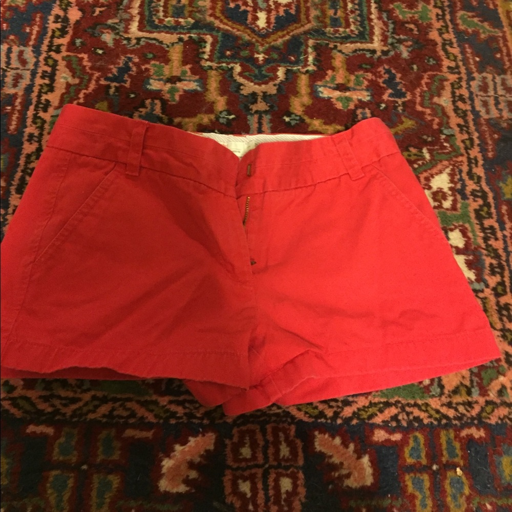 J. Crew three inch broken in chino shorts red
